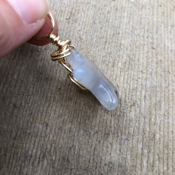 Smoky Chalcedony Fallen Star Wire Wrapped Necklace Pendant - Picture 2 of 5